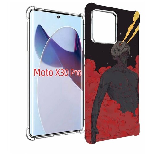 Чехол MyPads скелет в красном дыму для Motorola Moto X30 Pro задняя-панель-накладка-бампер