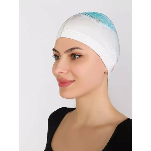Шапочка для бассейна, водных видов спорта и плавания из микрофибры без логотипа (бежевый/морской) 57-60