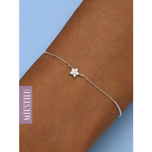 Браслет-цепочка MIESTILO серебро 925 проба родирование фианит длина 18 см серебристый 1906₽