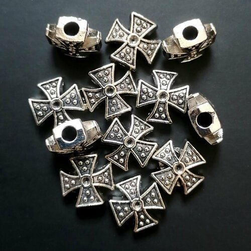 Бусины-разделители Крестик 10х10х5мм отверстие 25мм 12 штук 229₽