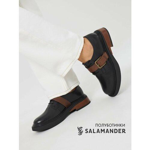 фото Полуботинки дерби salamander, размер 38, черный/коричневый