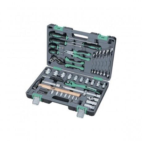 Набор инструментов, 1/2", Cr-V, S2, усиленный кейс, 58 предметов// Stels