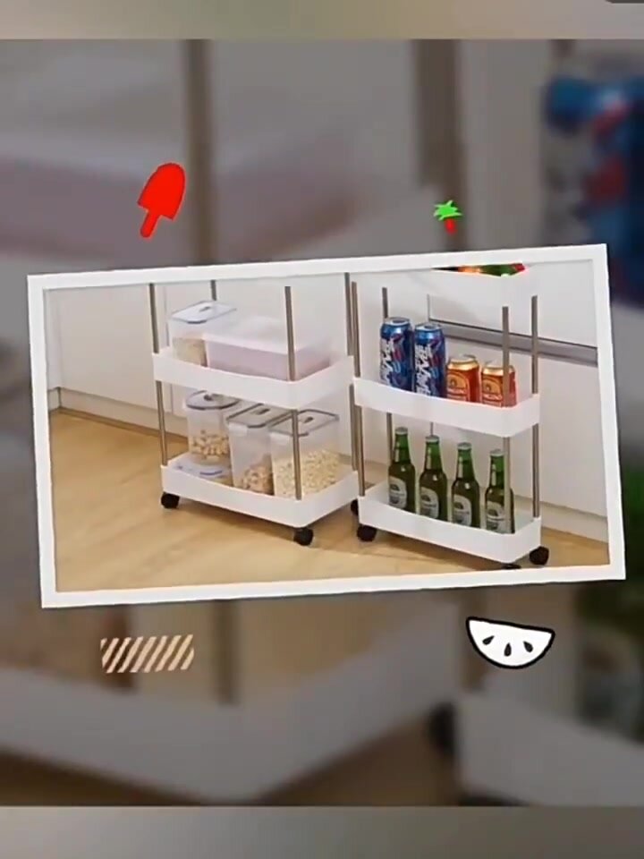 Этажерка на колесиках узкая для ванной и кухни напольная пластиковая 40х13х86.5 см, черный/серебристый — фото 1