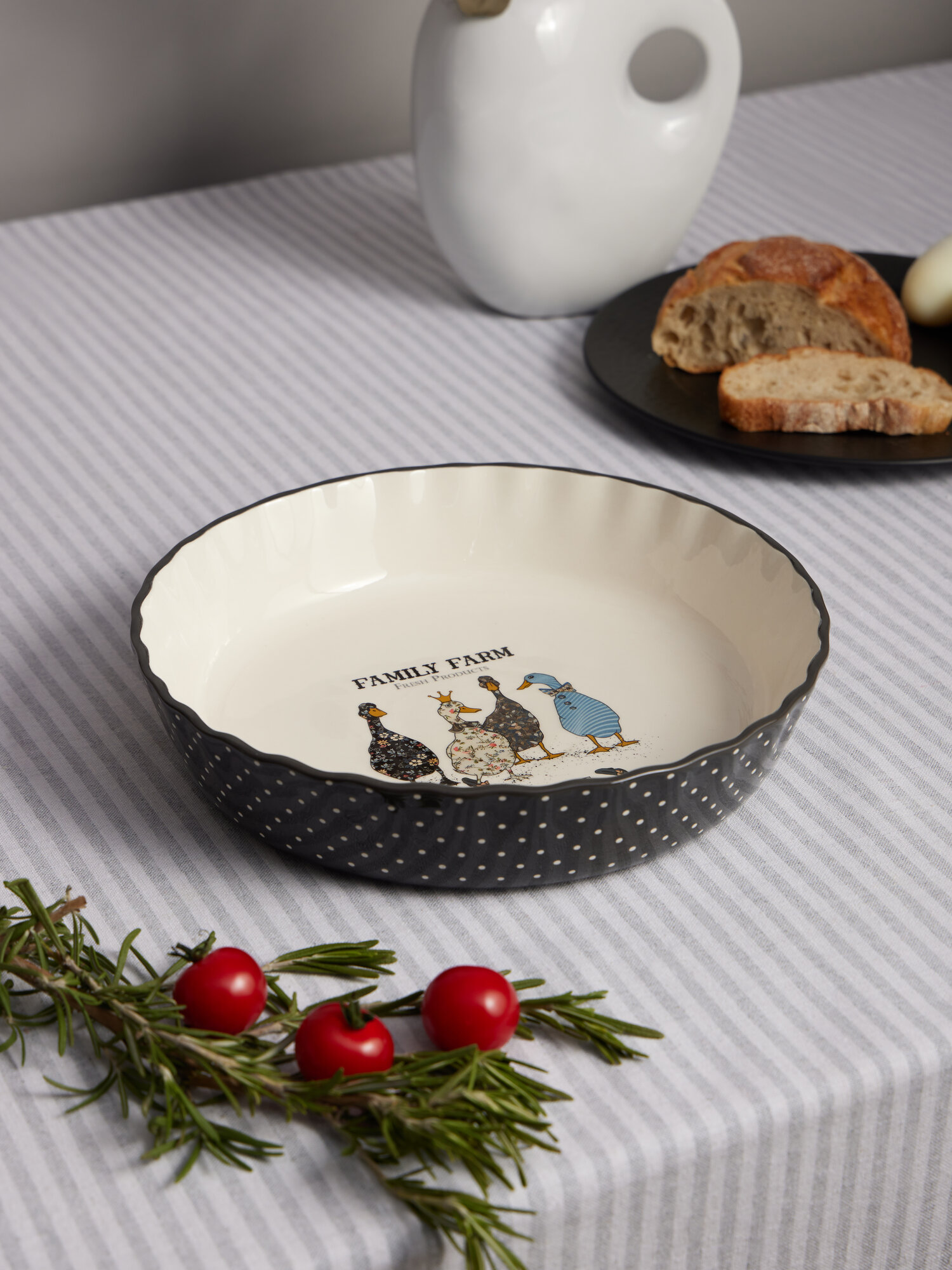 Форма для выпечки Agness  Family Farm  2 1 л  белая  с рисунком  керамическая