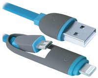 Кабель Defender USB - microUSB/Apple Lightning (USB10-03BP) 1 м черный