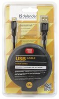 Кабель Defender USB - microUSB (USB08-06PRO) 1.8 м черный