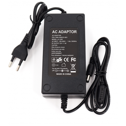 Адаптер питания для светодиодных лент (цельный) ac/dc adapter LX1250 12V 5A (Черный)