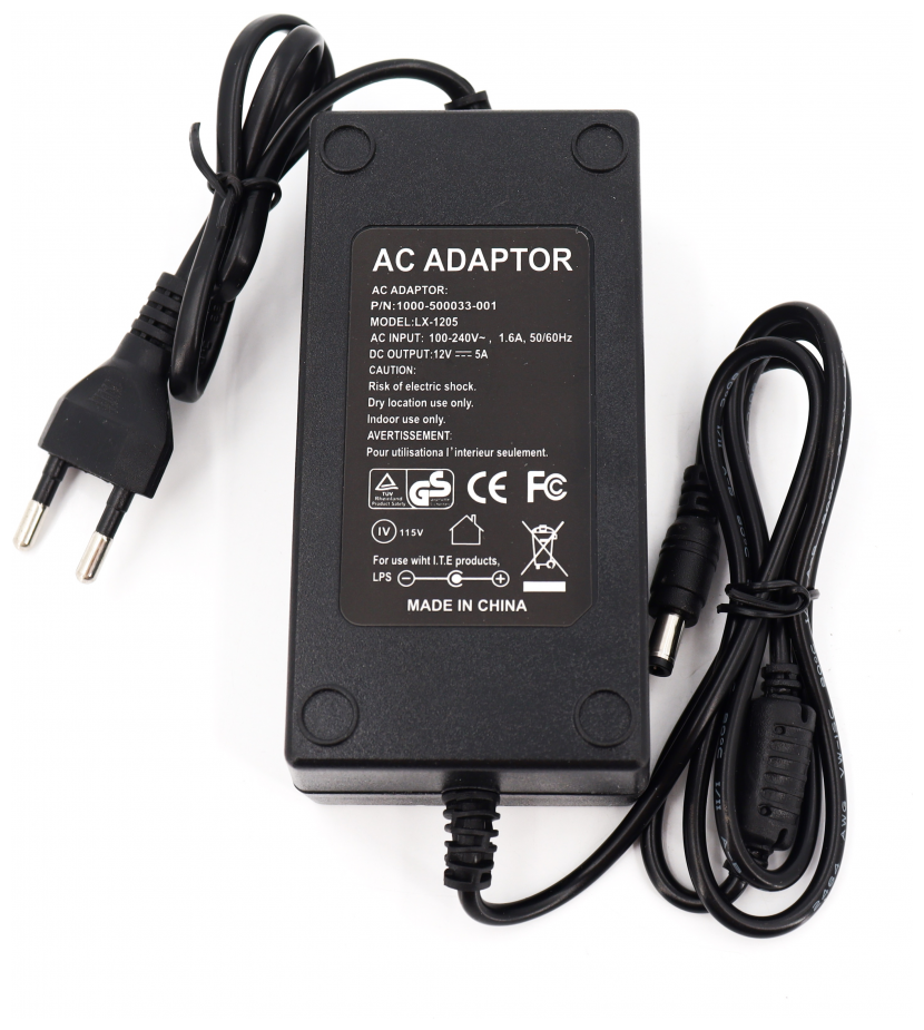 Адаптер питания для светодиодных лент (цельный) ac/dc adapter LX1250 12V 5A (Черный)