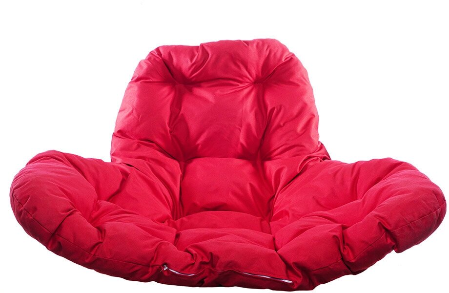 Подвесное кресло из ротанга "XL" белое с красной подушкой M-Group