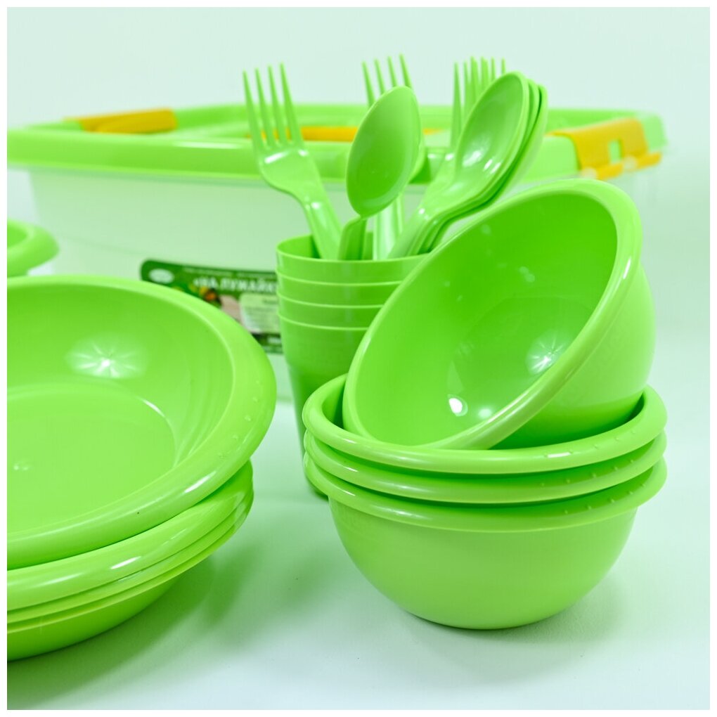 Набор посуды "На лужайке" на 4 персоны, цвет салатовый - фотография № 5