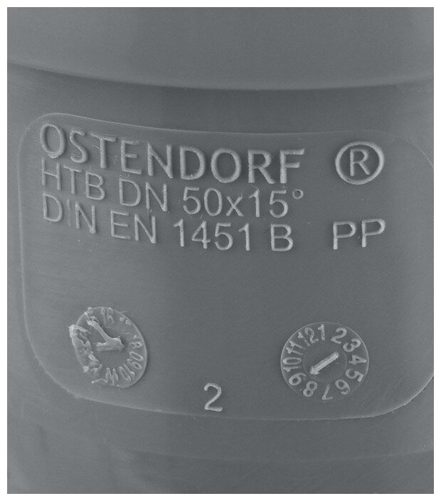 Отвод для внутренней канализации Ostendorf 112100 Ду 50мм 15˚ полипропилен (серый) - фотография № 8