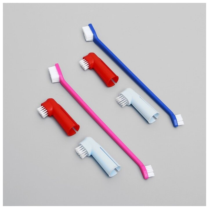 Набор зубная щётка двухсторонняя и 2 щётки-напальчника, микс цветов - фотография № 8