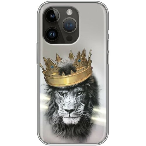 Дизайнерский силиконовый чехол для Айфон 14 Про / Iphone 14 Pro Лев с короной