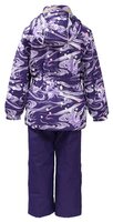 Комплект с полукомбинезоном Huppa размер 110, dark lilac unicorn pattern/ dark lilac