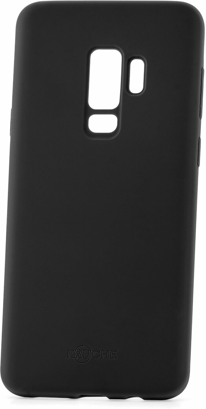 Чехол на Samsung Galaxy S9 Plus Kruche Silicone Plain черный,противоударный пластиковый кейс, силиконовый бампер, софт тач накладка с защитой камеры