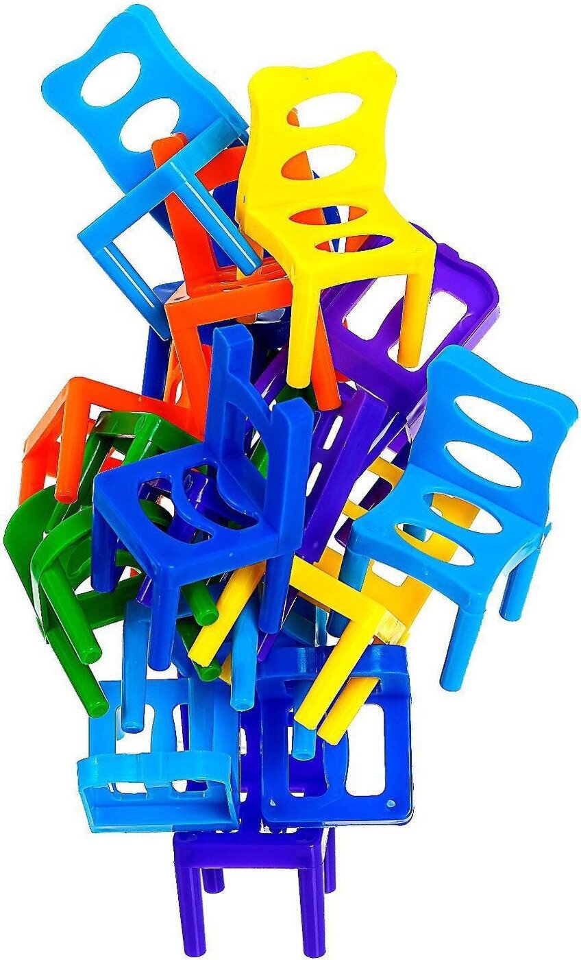 Настольная логическая игра на равновесие "На 4 ногах", большая версия, 70 стульев, 8 цветов