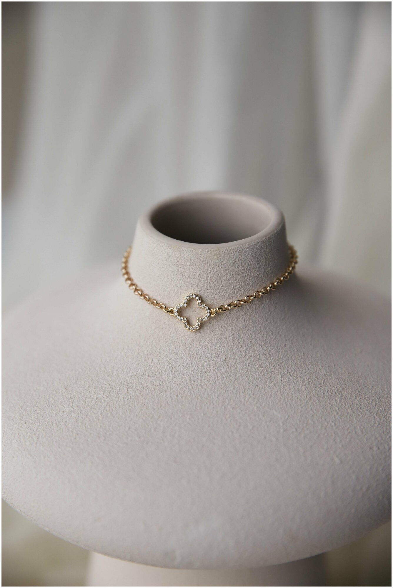 Браслет-цепочка BLV Jewerly, фианит, размер 16 см, золотой — фото 1