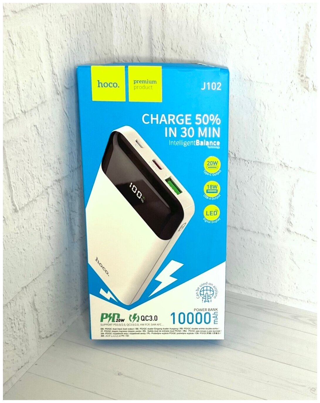 Внешний аккумулятор Hoco Power Bank J102 1xUSB 3.0A PD20W+QC3.0 10000mAh 6931474783615