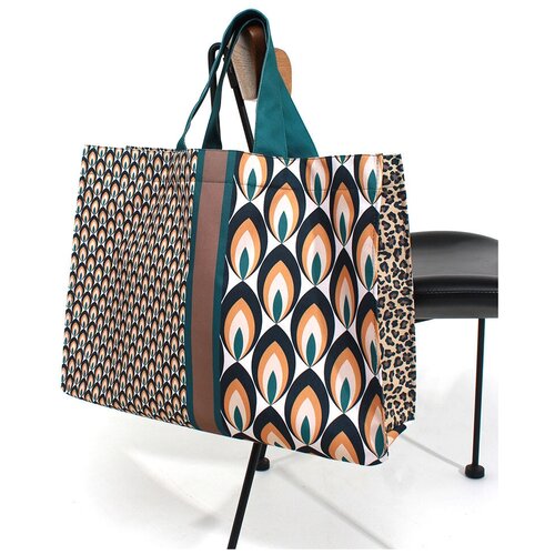 Сумка шоппер MOSHNA, зеленый, коричневый