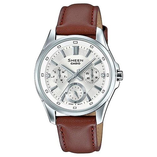 наручные часы casio she 3049l 7a Наручные часы CASIO SHE-3060L-7A, серебряный, коричневый