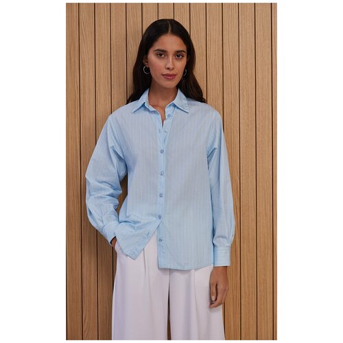 Рубашка из хлопка Logomania (голубой) (S)