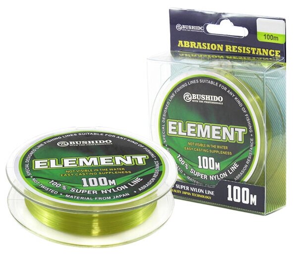 Леска рыболовная BUSHIDО ELEMENT 0,2 мм. 100 м. — фото 1