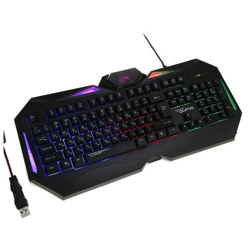 клавиатура игровая qumo expert dragon war k42 rgb black usb Клавиатура Qumo Dragon War Spirit, игровая, проводная, подсветка, 104 клавиши, USB, чёрная