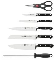 Набор Zwilling J. A. Henckels Professional S 5 ножей, ножницы и мусат с подставкой черный