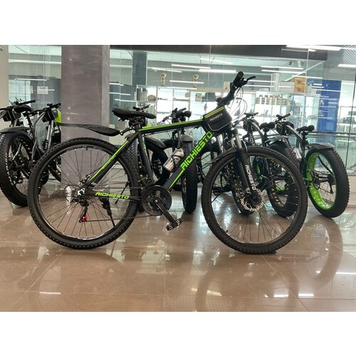 Велосипед алюминиевый Richiesto 29 колеса рама 21 черно-зеленый подростковыйвзрослыйженскиймужской 1929900₽