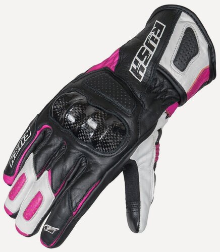 Изображение товара RUSH Перчатки IMPULSE LADY кожа, цвет Черный/Белый/Розовый, Размер S