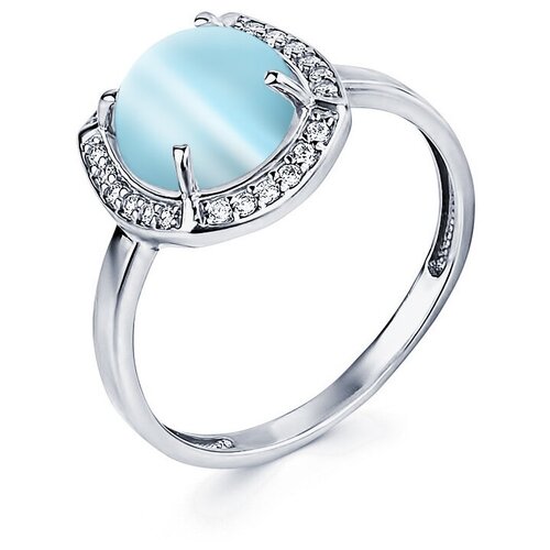 Кольцо Великолепный век серебро, 925 проба, родирование, кошачий глаз, размер 17