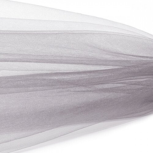 Фатин Кристалл средней жесткости блестящий арт. K. TRM шир.300см, 100% полиэстер цв. 56 К уп.5м - серый серебро