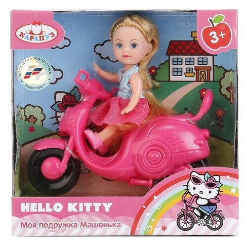 фото Кукла карапуз hello kitty моя подружка машенька на скутере, 12 см, mary0116-bb-hk