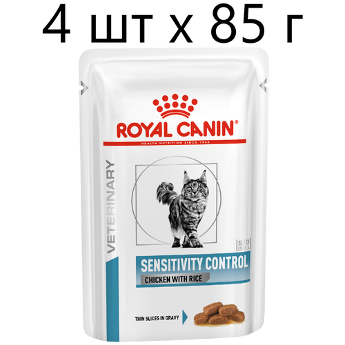 сухой корм для кошек royal canin sensitivity control при пищевой аллергии 400 г Влажный корм для кошек Royal Canin Sensitivity Control Chicken with Rice при проблемах с ЖКТ и аллергии с курицей и рисом, 4 шт х85г (кусочки в соусе)