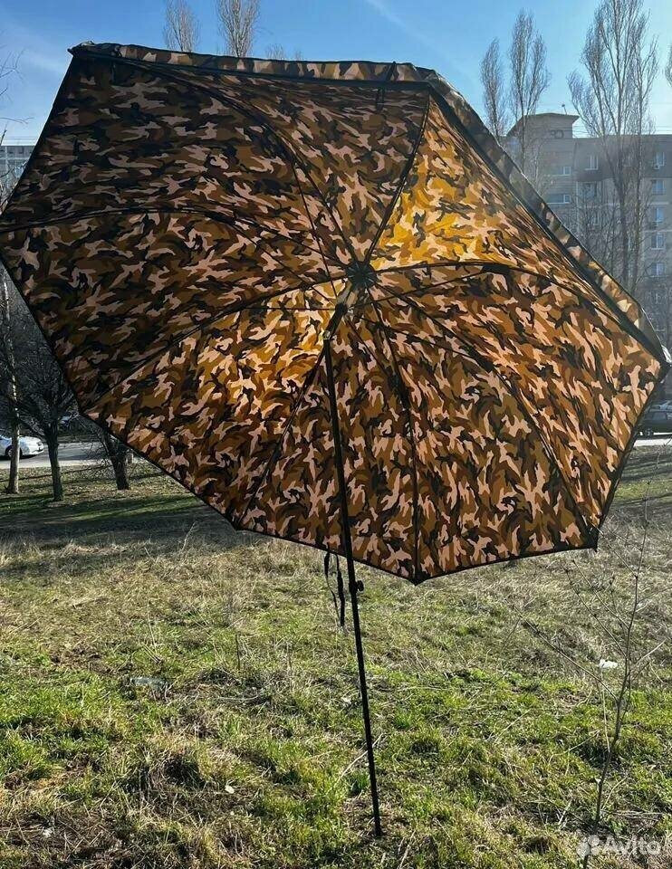 Зонт карповый рыболовный CAMO с механизмом наклона и боковыми стенками d 200 см - фотография № 2