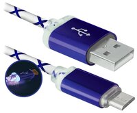 Кабель Defender USB - microUSB (USB08-03LT) 1 м голубой