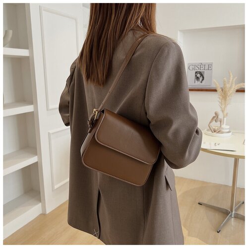 фото Сумка кросс-боди beibaobao, фактура гладкая, коричневый