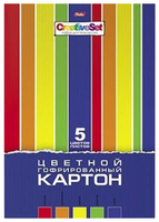 Цветной картон гофрированный Creative Set Hatber, A4, 5 л., 5 цв.