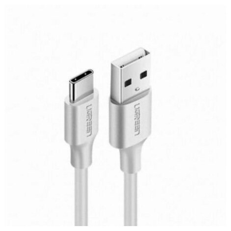 Кабель для зарядки и передачи данных USB A Male - USB C Male Ugreen, 3A, 0.5м, резиновое покрытие, белый (60120)