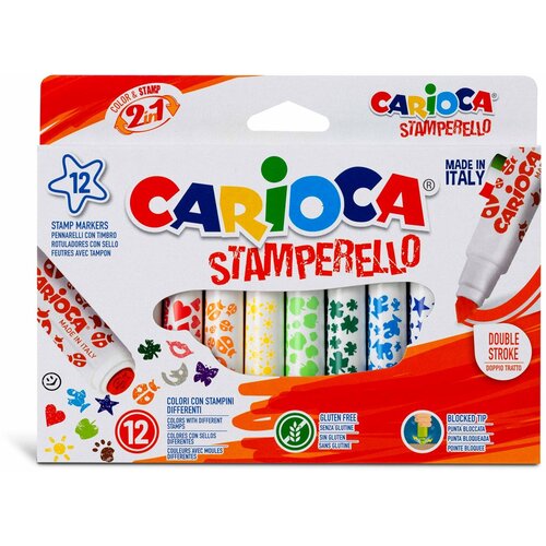 фломастеры auchan со штампами 12 цветов Фломастеры Carioca со штампами Stamperello 12 цветов 42240