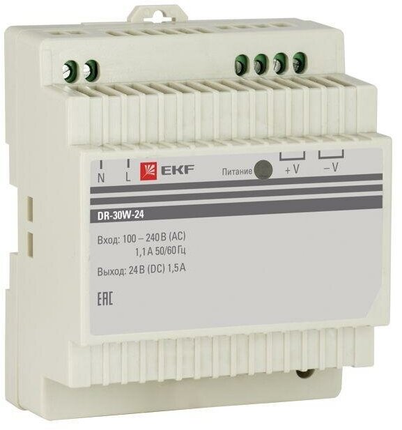 Блок питания 24В DR-30W-24 EKF dr-30w-24