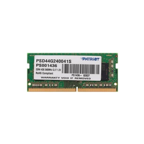 Оперативная память Patriot Memory SL 4 ГБ SODIMM CL17 PSD44G240041S оперативная память patriot memory 16 гб ddr4 2400 мгц sodimm cl17 psd416g240081s