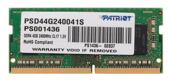 Оперативная память 4Gb DDR4 2400MHz Patriot SO-DIMM (PSD44G240041S)