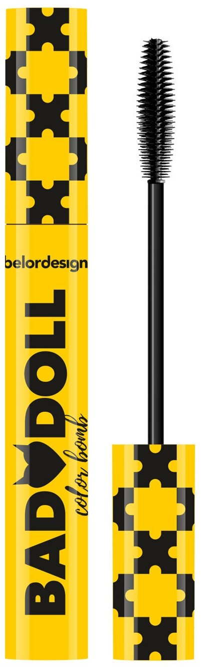 Тушь для ресниц BelorDesign "Bad Doll" цветная объемная жёлтая 9,3 г