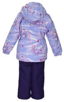 Комплект с полукомбинезоном Huppa размер 110, dark lilac unicorn pattern/ dark lilac