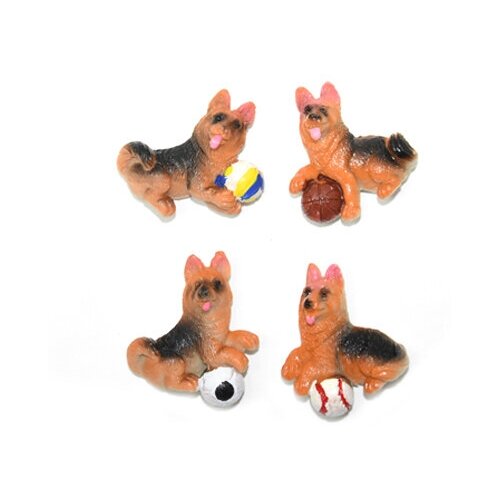 Набор 4 магнита собачки со спортивными мячами 5 см керамика 248₽