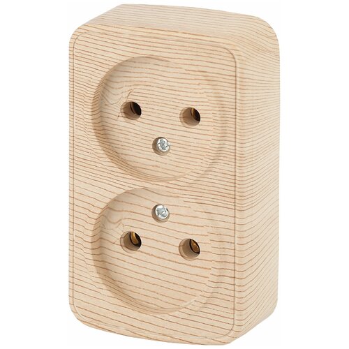 Розетка двойная Intro Polo 3-203-11 с заземлением открытой установки 16А 250В сосна