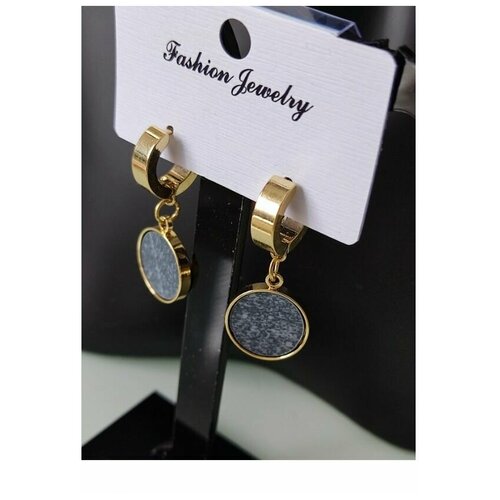 Серьги , бижутерный сплав, черный, золотой