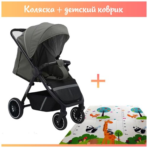 фото Прогулочная коляска luxmom 720, серый с детским ковриком