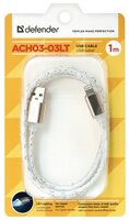 Кабель Defender USB - Apple Lightning (ACH03-03LT) 1 м голубой